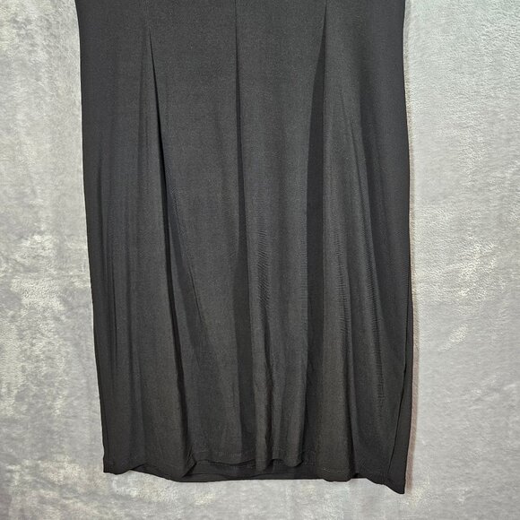 Jones Studio Draped Ruffle Midi Dress Womens Size 14 Black Party fitted cocktail - Picture 9 of 13